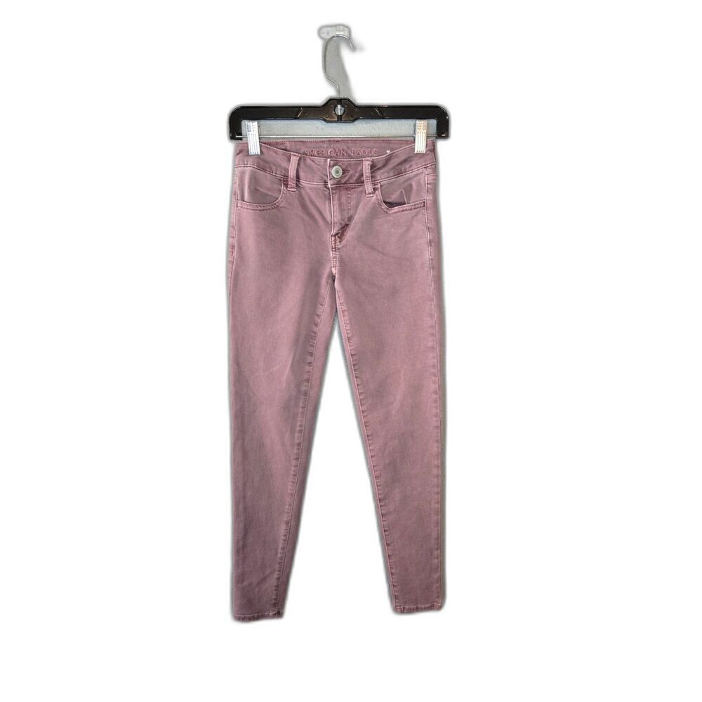 American Eagle Women's Pink Purple NE(X)T Level Stretch Skinny Jeans Size 0